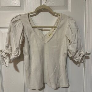Maeve White Puff Sleeve Blouse